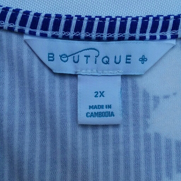 BOUTIQUE FLORAL/STRIPED SHORT SLEEVES TOP SIZE:2X - Picture 5 of 7